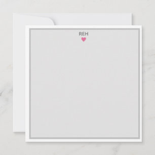Mit Monogramm Notizzettel in Grau und Rosa Einladung