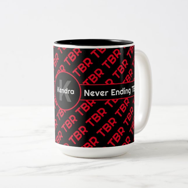 Mit Monogramm, ohne TBR zu beenden Zweifarbige Tasse (VorderseiteRechts)