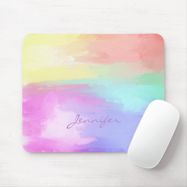 Mit Monogramm Ölfarben Pinselstriche Mousepad (Mit Mouse)