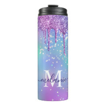Mit Monogramm Ombre Rainbow Glitzer Tropfen