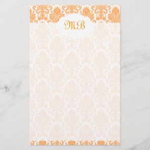 Mit Monogramm orange Damast Briefpapier