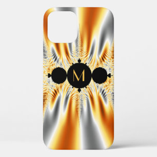 Mit Monogramm Orange Gray Metallic Fraktal Case-Mate iPhone Hülle