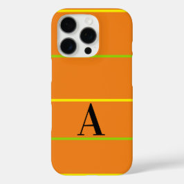 Mit Monogramm orange grüne Streifen iPhone 16 Pro Hülle
