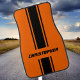 Mit Monogramm, orange schwarze Streifen Autofußmatte (Custom Orange Black Racing Stripes Monogrammed Car Floor Mat)