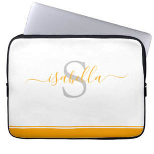 Mit Monogramm Orange Script Laptopschutzhülle