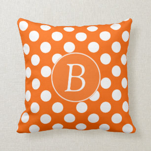 Mit Monogramm orange und weißes Polka-Punkt-Kisse Kissen