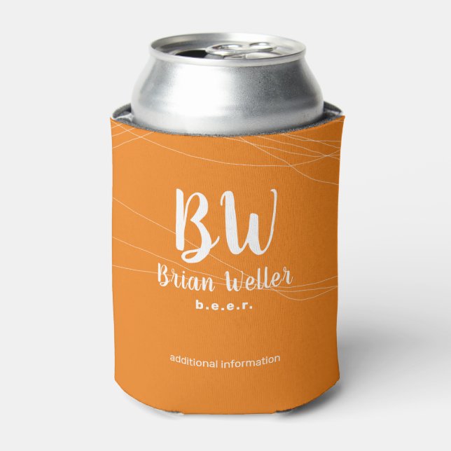mit Monogramm orangefarbene Farbe kann kühler werd Dosenkühler (Kanne Vorderseite)