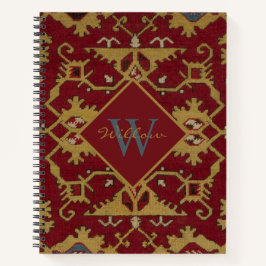 Mit Monogramm orientalisches Rotes Muster Notizbuch