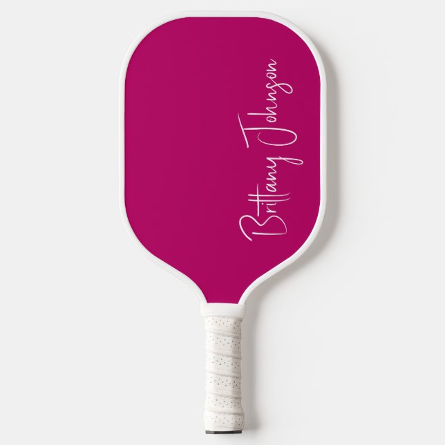 Mit Monogramm Paddel in Hot Pink Pickleball Schläger (Vorderseite)