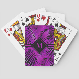 Mit Monogramm Palme Lila Spielkarten