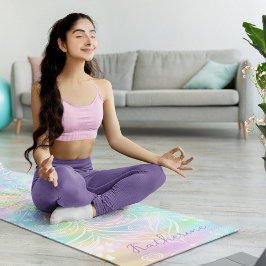 Mit Monogramm Pastel Holographic Mandala Yogamatte