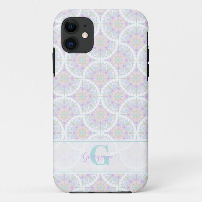 Mit Monogramm Pastel Rainbow Sundae Case-Mate iPhone Hülle (Rückseite)