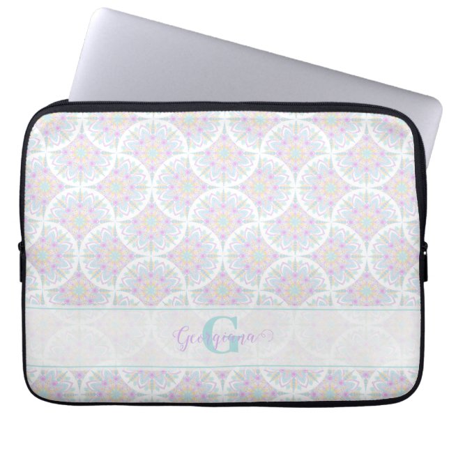 Mit Monogramm Pastel Rainbow Sundae Laptopschutzhülle (Vorderseite)