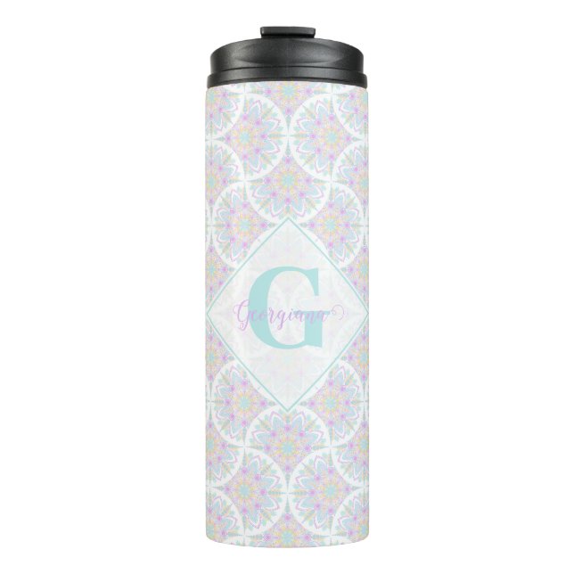 Mit Monogramm Pastel Rainbow Sundae Thermosbecher (Vorderseite)