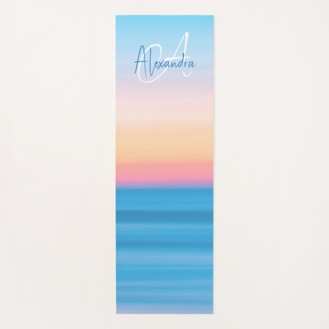 Mit Monogramm Pastell Beach Sunset Custom Yogamatte (Vorderseite)