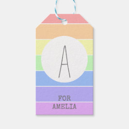 Mit Monogramm Pastell Rainbow Farbige Streifen Geschenkanhänger