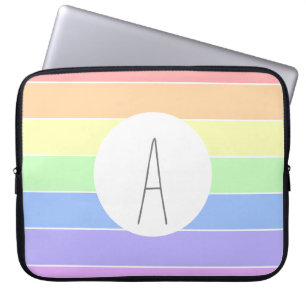 Mit Monogramm Pastell Rainbow Farbige Streifen Laptopschutzhülle