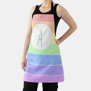 mit Monogramm Pastell Rainbow Farbige Streifen   Schürze