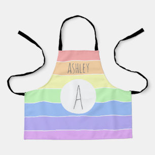 Mit Monogramm Pastell Rainbow Farbige Streifen Schürze
