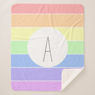 Mit Monogramm Pastell Rainbow Farbige Streifen Sherpadecke