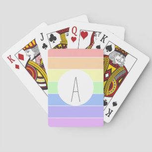 Mit Monogramm Pastell Rainbow Farbige Streifen Spielkarten