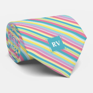 Mit Monogramm Pastellstreifen Ostern Krawatte