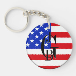 Mit Monogramm patriotische amerikanische Flagge Schlüsselanhänger