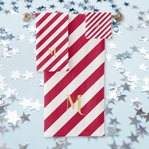 Mit Monogramm, patriotische Rote Blaue Stangen Str Badhandtuch Set