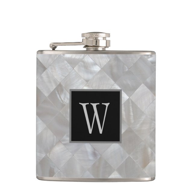 Mit Monogramm Perle Flachmann (Vorderseite)