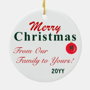Mit Monogramm Personalisiert Red Green Frohe Weihn Keramik Ornament