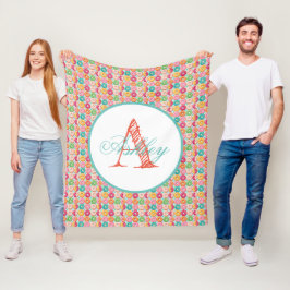 Mit Monogramm personalisierte Donuts Fleecedecke