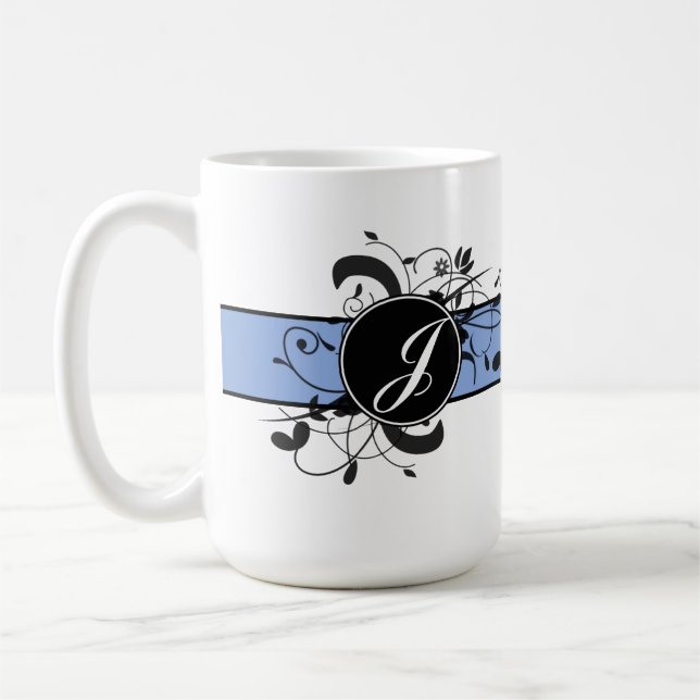 Mit Monogramm Personalisierter Extravaganter Blüh Kaffeetasse (Links)