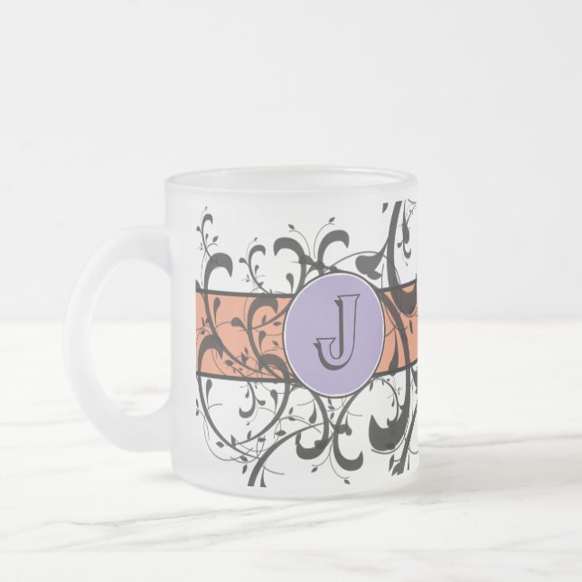 Mit Monogramm Personalisierter Extravaganter Blüh Mattglastasse (Links)