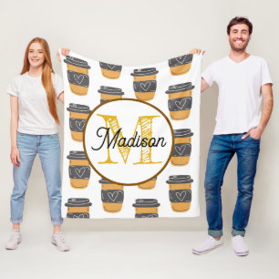 Mit Monogramm personalisierter Vlieskaffee Fleecedecke