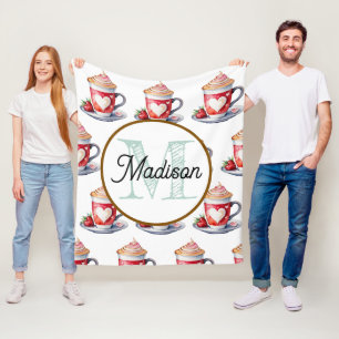 Mit Monogramm personalisierter Vlieskaffee Fleecedecke