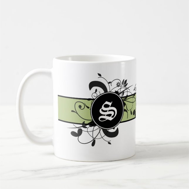 Mit Monogramm personalisiertes extravagantes Kaffeetasse (Links)