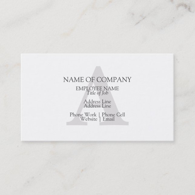 Mit Monogramm, Personalisiertes Monogramm-Design Visitenkarte (Vorderseite)