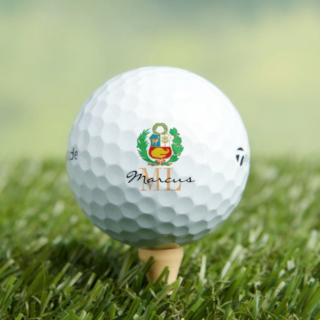 Mit Monogramm peruanischer Flaggenball, Peru-Golfb Golfball (Insitu T-Shirt)