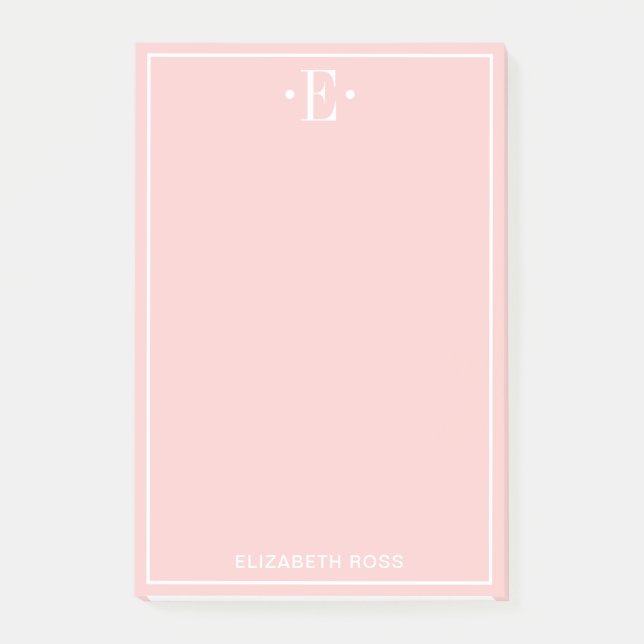 Mit Monogramm Pfirsich Post-it Klebezettel (Vorderseite)