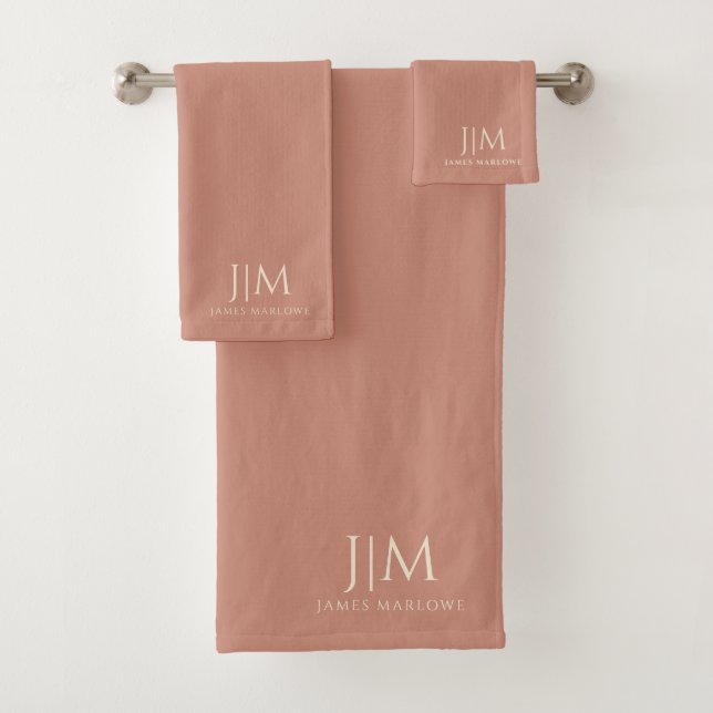 Mit Monogramm Pfirsichrosa Badhandtuch Set (Insitu)