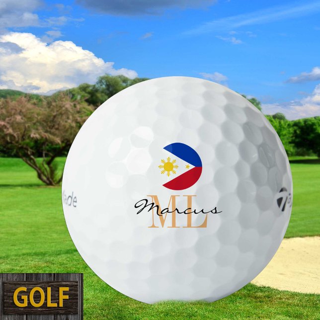 Mit Monogramm philippinische Flagge & Philippinen  Golfball (Von Creator hochgeladen)