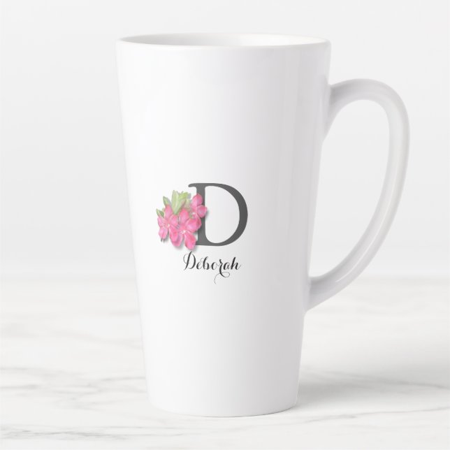 Mit Monogramm Pink Azalea Latte Tasse (Rechts)