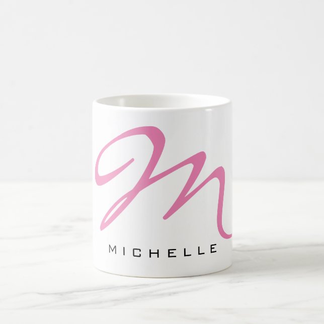 Mit Monogramm Pink Calligraphie Ihr Name Kaffee Ta Kaffeetasse (Mittel)