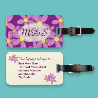 Mit Monogramm Pink Daisy Floral Luggage Tag Gepäckanhänger
