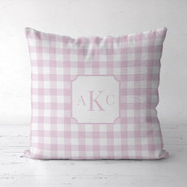 Mit Monogramm Pink Gingham Karo Kissen