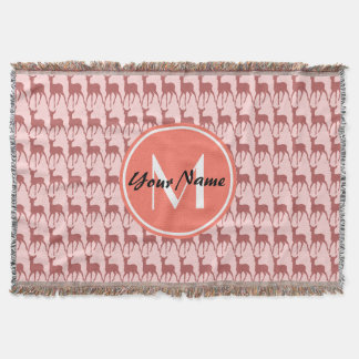 Mit Monogramm Pink Lachs Hirsch, Personalisierter Decke