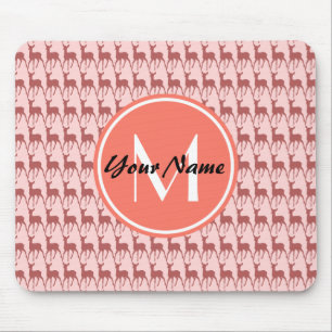 Mit Monogramm Pink Lachs Hirsch, Personalisierter Mousepad
