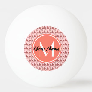 Mit Monogramm Pink Lachs Hirsch, Personalisierter  Tischtennisball