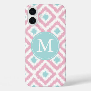 Mit Monogramm Pink Minze Diamond Ikat Muster title_seo2
