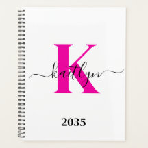 Mit Monogramm Pink-Schwarz-Initialname-Planer